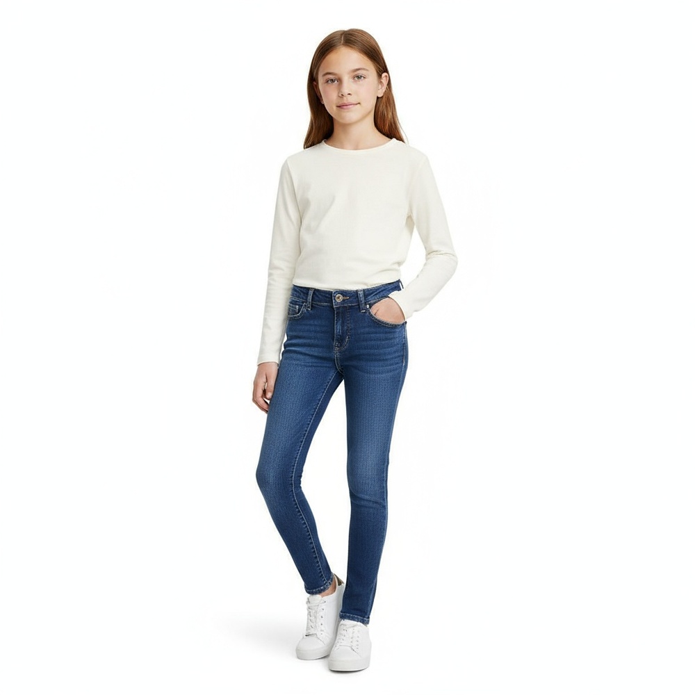 Polo Ralph Lauren Girls Aubrie Denim Legging Medium Blue Stretch Modern Trendy‎
